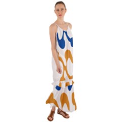 Abstract Swirl Gold And Blue Pattern T- Shirt Abstract Swirl Gold And Blue Pattern T- Shirt Cami Maxi Ruffle Chiffon Dress