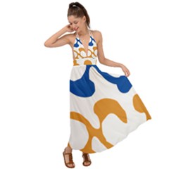 Abstract Swirl Gold And Blue Pattern T- Shirt Abstract Swirl Gold And Blue Pattern T- Shirt Backless Maxi Beach Dress