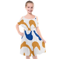 Abstract Swirl Gold And Blue Pattern T- Shirt Abstract Swirl Gold And Blue Pattern T- Shirt Kids  Cut Out Shoulders Chiffon Dress