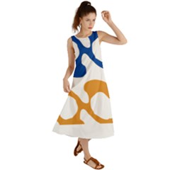 Abstract Swirl Gold And Blue Pattern T- Shirt Abstract Swirl Gold And Blue Pattern T- Shirt Summer Maxi Dress