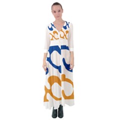Abstract Swirl Gold And Blue Pattern T- Shirt Abstract Swirl Gold And Blue Pattern T- Shirt Button Up Maxi Dress