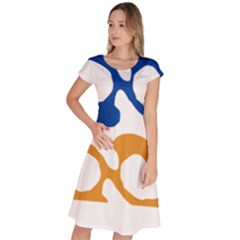 Abstract Swirl Gold And Blue Pattern T- Shirt Abstract Swirl Gold And Blue Pattern T- Shirt Classic Short Sleeve Dress