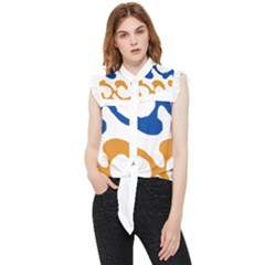 Abstract Swirl Gold And Blue Pattern T- Shirt Abstract Swirl Gold And Blue Pattern T- Shirt Frill Detail Shirt