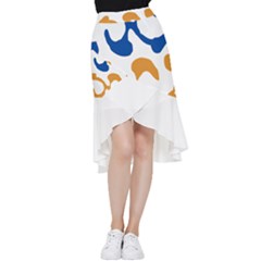 Abstract Swirl Gold And Blue Pattern T- Shirt Abstract Swirl Gold And Blue Pattern T- Shirt Frill Hi Low Chiffon Skirt