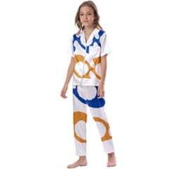 Abstract Swirl Gold And Blue Pattern T- Shirt Abstract Swirl Gold And Blue Pattern T- Shirt Kids  Satin Short Sleeve Pajamas Set