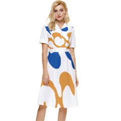 Abstract Swirl Gold And Blue Pattern T- Shirt Abstract Swirl Gold And Blue Pattern T- Shirt Button Top Knee Length Dress