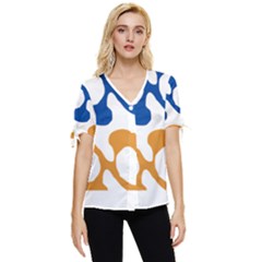 Abstract Swirl Gold And Blue Pattern T- Shirt Abstract Swirl Gold And Blue Pattern T- Shirt Bow Sleeve Button Up Top