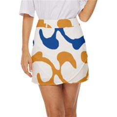 Abstract Swirl Gold And Blue Pattern T- Shirt Abstract Swirl Gold And Blue Pattern T- Shirt Mini Front Wrap Skirt