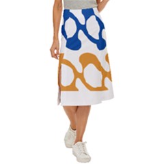 Abstract Swirl Gold And Blue Pattern T- Shirt Abstract Swirl Gold And Blue Pattern T- Shirt Midi Panel Skirt