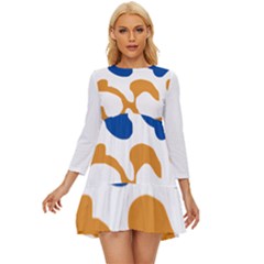 Abstract Swirl Gold And Blue Pattern T- Shirt Abstract Swirl Gold And Blue Pattern T- Shirt Long Sleeve Babydoll Dress