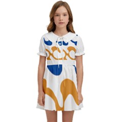 Abstract Swirl Gold And Blue Pattern T- Shirt Abstract Swirl Gold And Blue Pattern T- Shirt Kids  Sweet Collar Dress