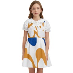 Abstract Swirl Gold And Blue Pattern T- Shirt Abstract Swirl Gold And Blue Pattern T- Shirt Kids  Bow Tie Puff Sleeve Dress