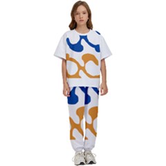Abstract Swirl Gold And Blue Pattern T- Shirt Abstract Swirl Gold And Blue Pattern T- Shirt Kids  T-Shirt and Pants Sports Set