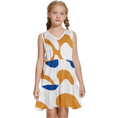 Abstract Swirl Gold And Blue Pattern T- Shirt Abstract Swirl Gold And Blue Pattern T- Shirt Kids  Sleeveless Tiered Mini Dress