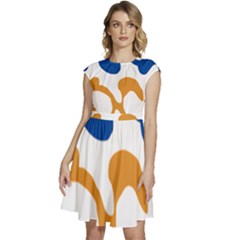 Abstract Swirl Gold And Blue Pattern T- Shirt Abstract Swirl Gold And Blue Pattern T- Shirt Cap Sleeve High Waist Dress