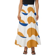 Abstract Swirl Gold And Blue Pattern T- Shirt Abstract Swirl Gold And Blue Pattern T- Shirt Tiered Ruffle Maxi Skirt