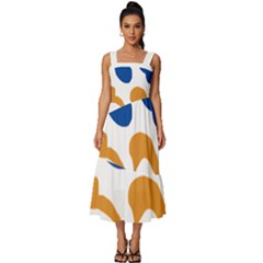 Abstract Swirl Gold And Blue Pattern T- Shirt Abstract Swirl Gold And Blue Pattern T- Shirt Square Neckline Tiered Midi Dress