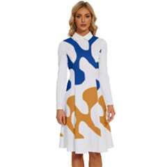 Abstract Swirl Gold And Blue Pattern T- Shirt Abstract Swirl Gold And Blue Pattern T- Shirt Long Sleeve Shirt Collar A-Line Dress