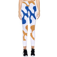 Abstract Swirl Gold And Blue Pattern T- Shirt Abstract Swirl Gold And Blue Pattern T- Shirt Pocket Leggings 