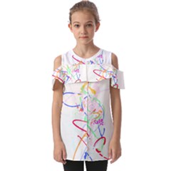 Abstract T- Shirt Abstract Art T- Shirt Fold Over Open Sleeve Top