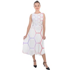 Abstract T- Shirt Honeycomb Pattern 7 Midi Tie-back Chiffon Dress by EnriqueJohnson