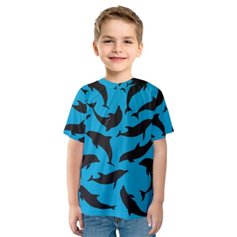 Dolphin Silhouette Pattern Kids  Sport Mesh T-shirt by Pakjumat
