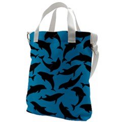 Dolphin Silhouette Pattern Canvas Messenger Bag by Pakjumat