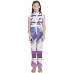 Abstract T- Shirt Purple Northern Lights Colorful Abstract T- Shirt Kids  Sleeveless Ruffle Edge Band Collar Chiffon One Piece