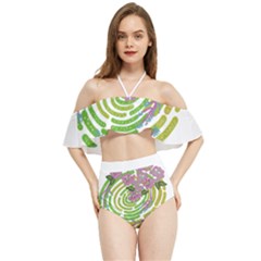 Abstract T- Shirt Tropical World T- Shirt Halter Flowy Bikini Set 