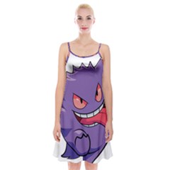 Purple Funny Monster Spaghetti Strap Velvet Dress