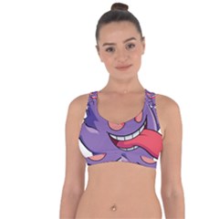 Purple Funny Monster Cross String Back Sports Bra