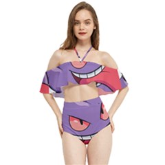 Purple Funny Monster Halter Flowy Bikini Set  by Sarkoni