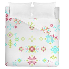 Christmas Cross Stitch Pattern Effect Holidays Symmetry Duvet Cover Double Side (queen Size)