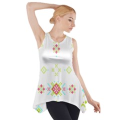 Christmas Cross Stitch Pattern Effect Holidays Symmetry Side Drop Tank Tunic by Sarkoni