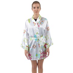 Christmas Cross Stitch Pattern Effect Holidays Symmetry Long Sleeve Satin Kimono by Sarkoni