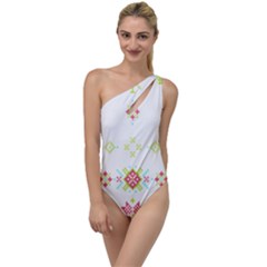 Christmas Cross Stitch Pattern Effect Holidays Symmetry To One Side Swimsuit