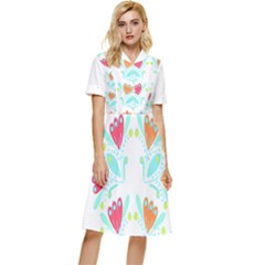 Batik T- Shirt Batik Flower Pattern 5 Button Top Knee Length Dress