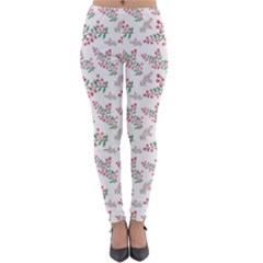 Christmas Shading Festivals Floral Pattern Lightweight Velour Leggings