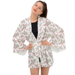 Christmas Shading Festivals Floral Pattern Long Sleeve Kimono by Sarkoni