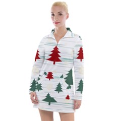 Christmas Tree Snowflake Pattern Women s Long Sleeve Casual Dress