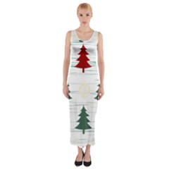 Christmas Tree Snowflake Pattern Fitted Maxi Dress