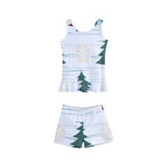 Christmas Tree Snowflake Pattern Kids  Boyleg Swimsuit by Sarkoni