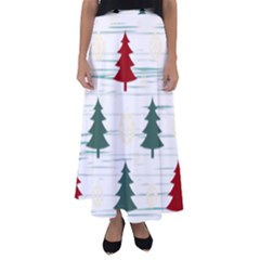 Christmas Tree Snowflake Pattern Flared Maxi Skirt