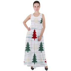 Christmas Tree Snowflake Pattern Empire Waist Velour Maxi Dress by Sarkoni