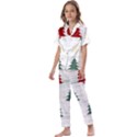 Christmas Tree Snowflake Pattern Kids  Satin Short Sleeve Pajamas Set View1