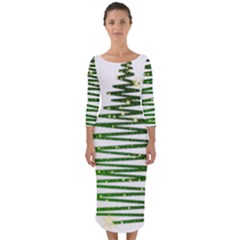 Christmas Tree Holidays Quarter Sleeve Midi Bodycon Dress