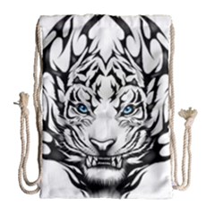 White And Black Tiger Drawstring Bag (large)