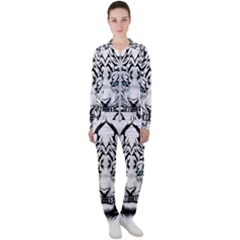 White And Black Tiger Casual Jacket And Pants Set