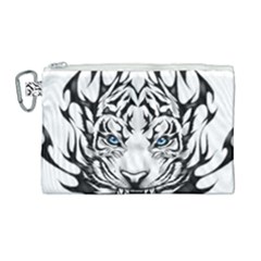 White And Black Tiger Canvas Cosmetic Bag (large)