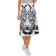 White And Black Tiger Midi Panel Skirt by Sarkoni